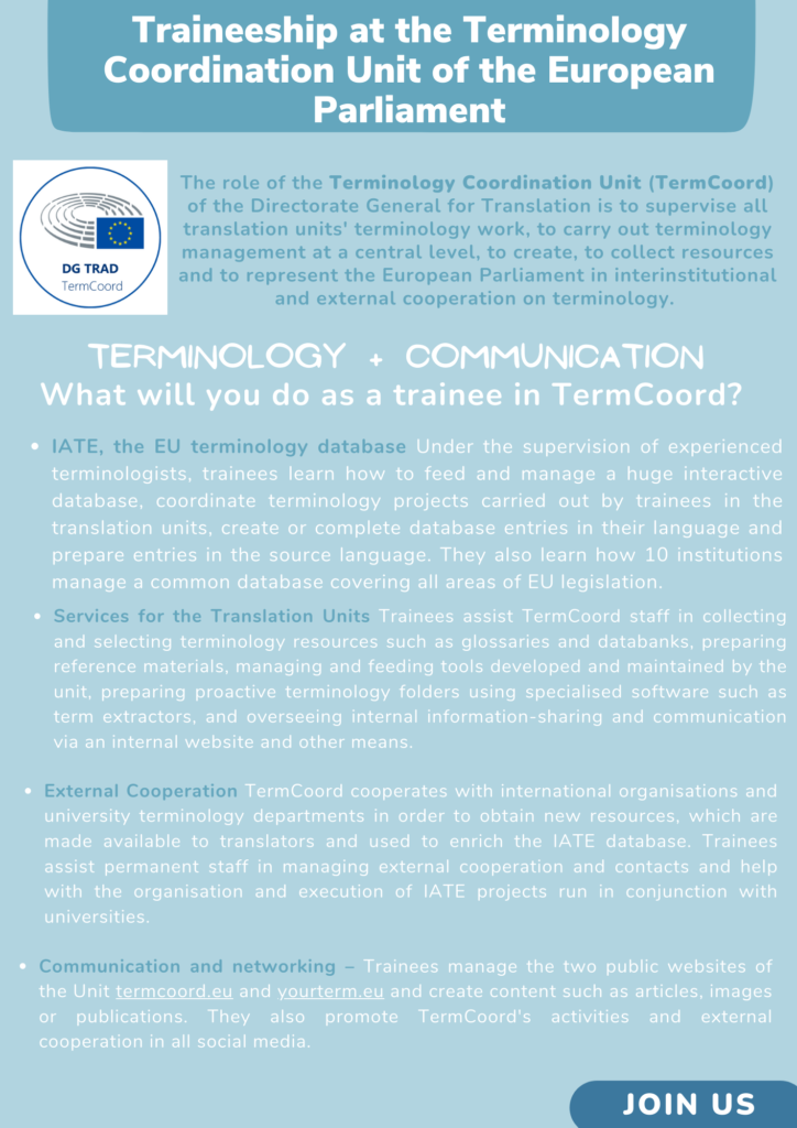 Traineeships at TermCoord Presentation Updated 2